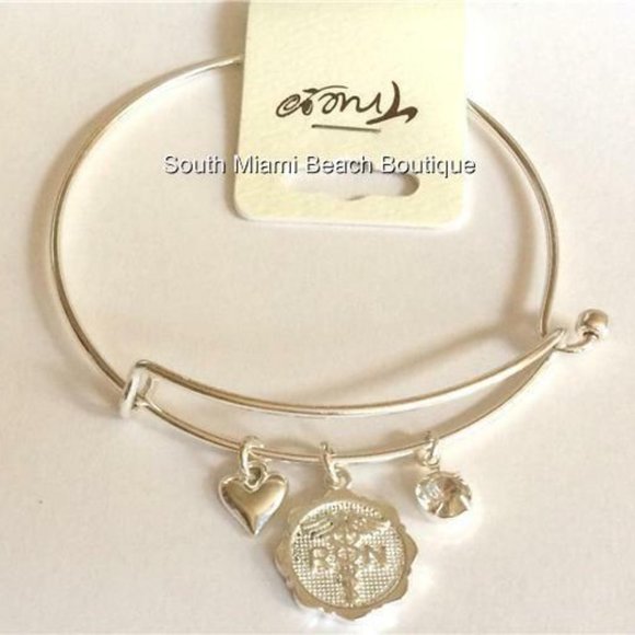 Nursing RN Caduceus Charm Bracelet Silver Plated Heart Graduation Gift - Picture 6 of 8